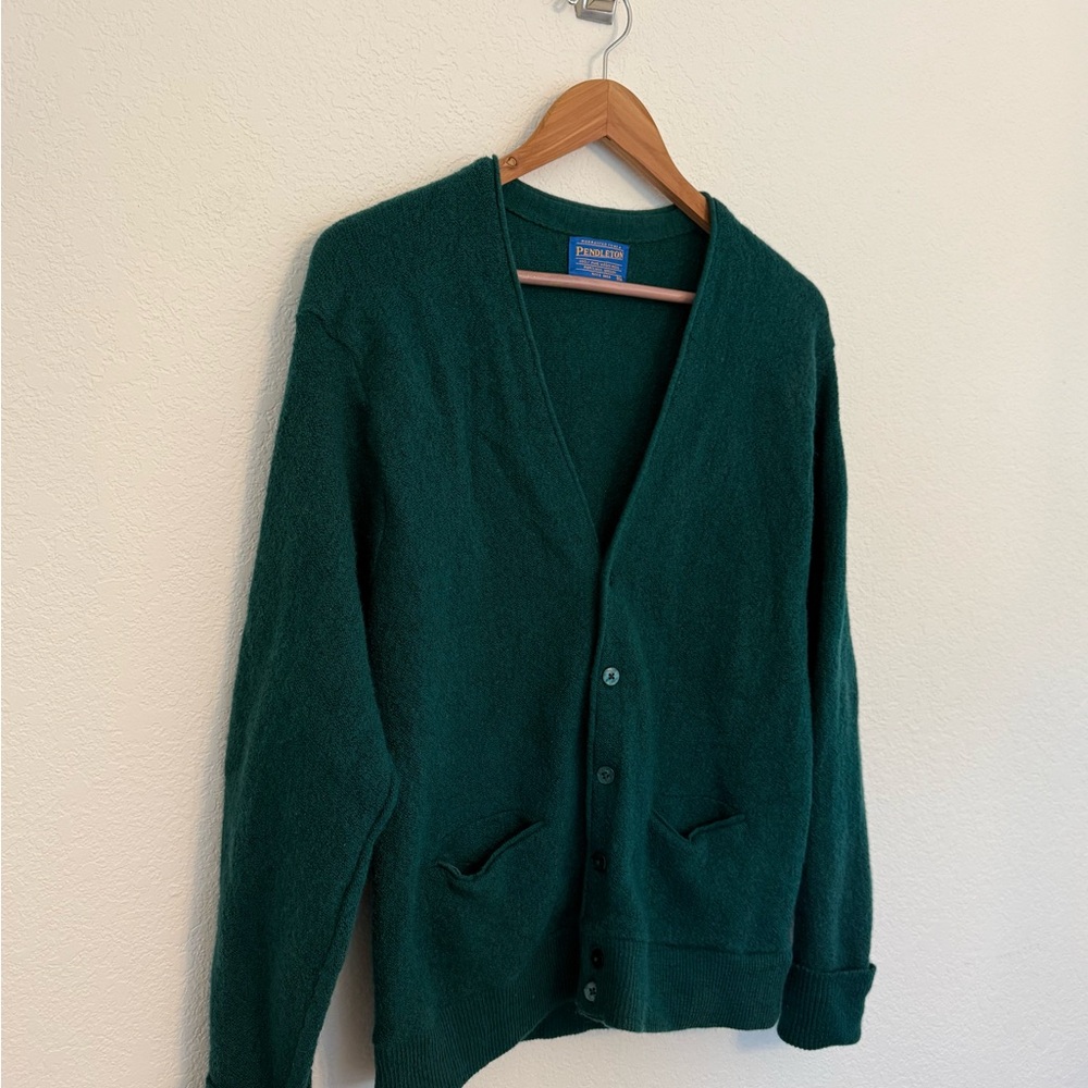 Vintage Pendleton Knockabouts 100% Wool Button Up Sweater Womens XL Green USA - Picture 3 of 9